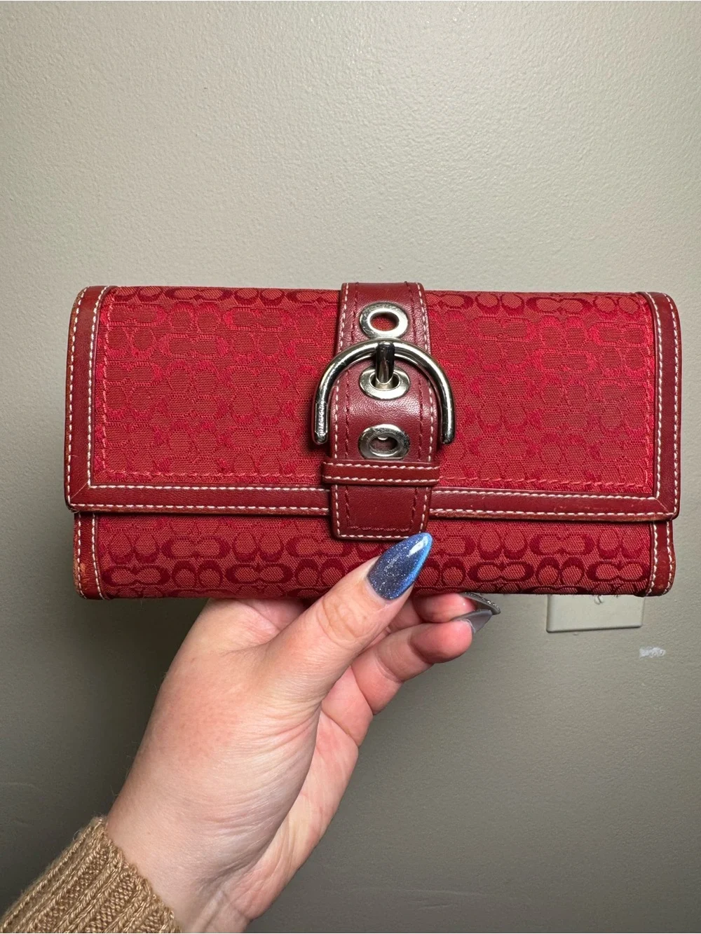 Coach Red Signature Soho Tote and Wallet Set